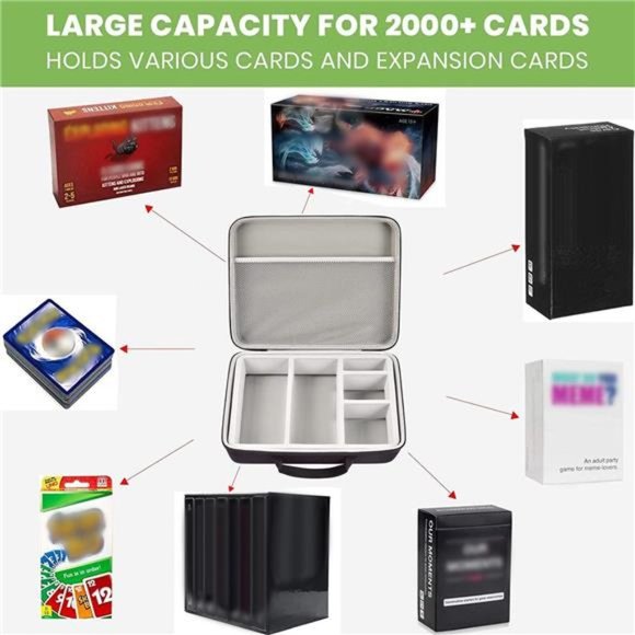 Card Storage Case for Trading Cards, 2000+ Card Deck Box, Card Holder (Grey) - Picture 3 of 7